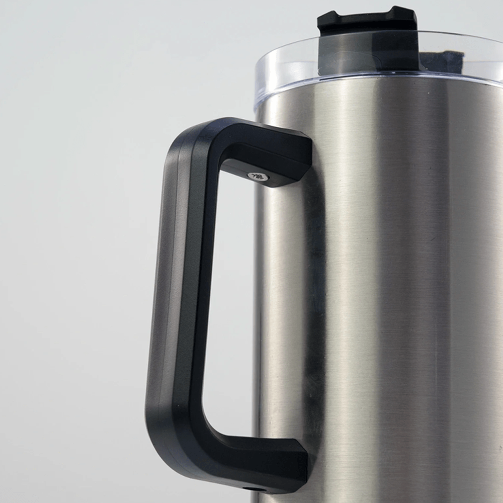 HPN SubliCraft 40 oz. Sublimation Stainless Steel Travel Mug w/ Straw and Handle - Silver - 20 Per Case - HeatPressNation