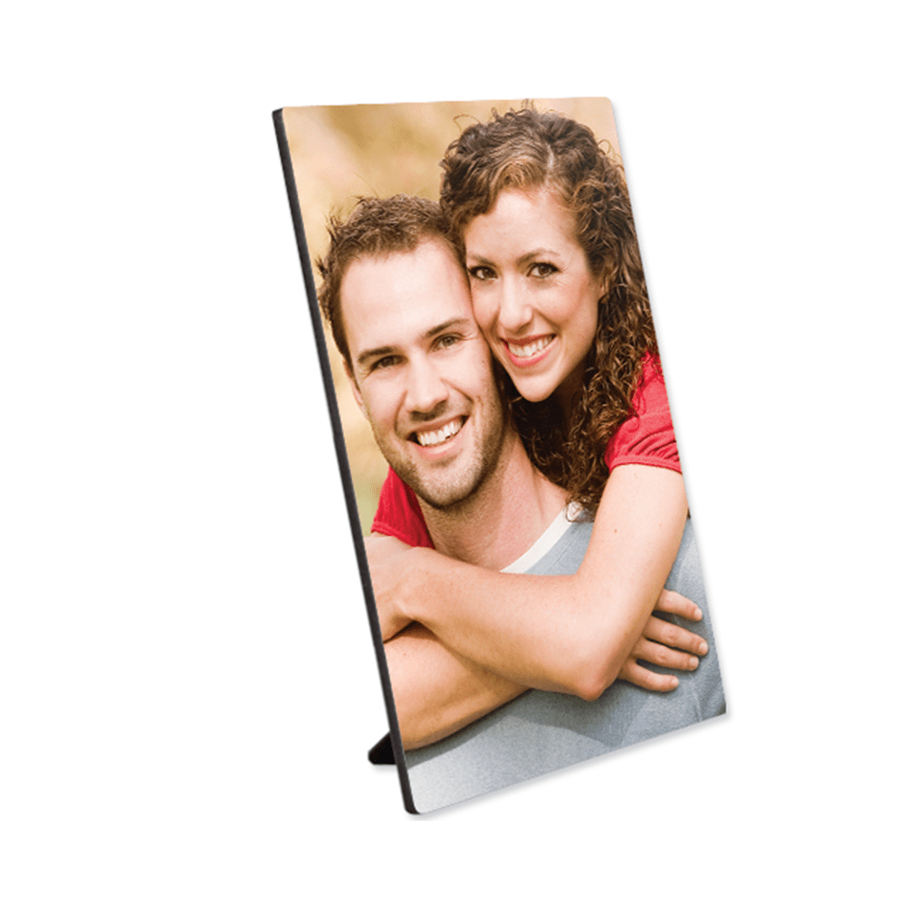 ChromaLuxe 10" x 8" 1/4" Sublimation MDF Wood Photo Panel w/ Kickstand - Gloss White/Black Back - HeatPressNation