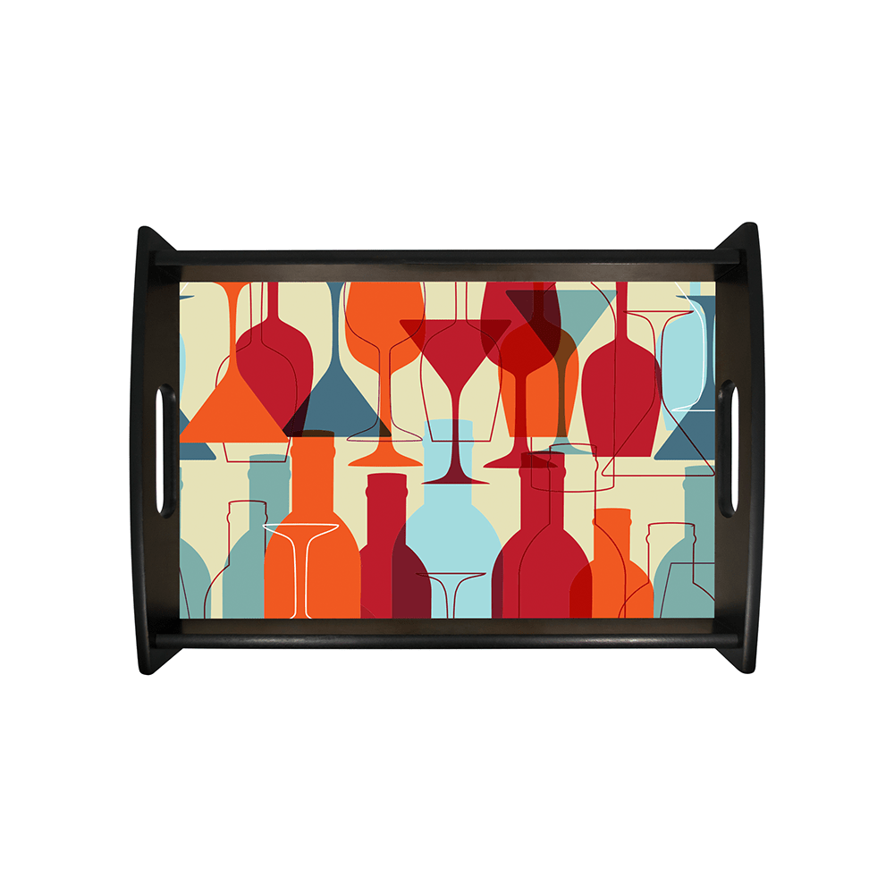 Unisub 13.25" x 8.25" Small Espresso Serving Tray - w/ Sublimatable Hardboard Insert - Gloss White/Raw Back - HeatPressNation
