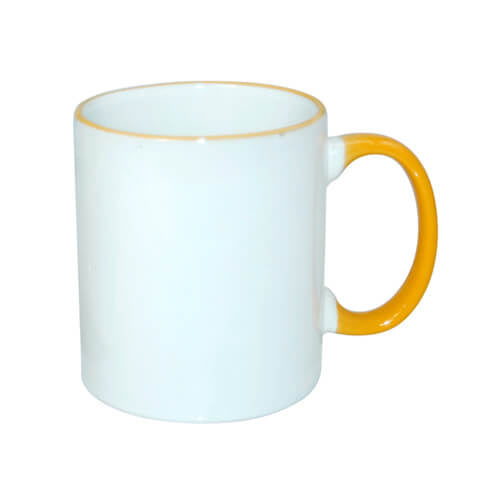 HPN SubliCraft Mug A+ 330 ml with golden-yellow handle Sublimation Thermal Transfer