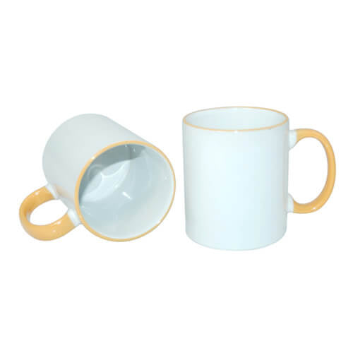 HPN SubliCraft Mug A+ 330 ml with golden-yellow handle Sublimation Thermal Transfer