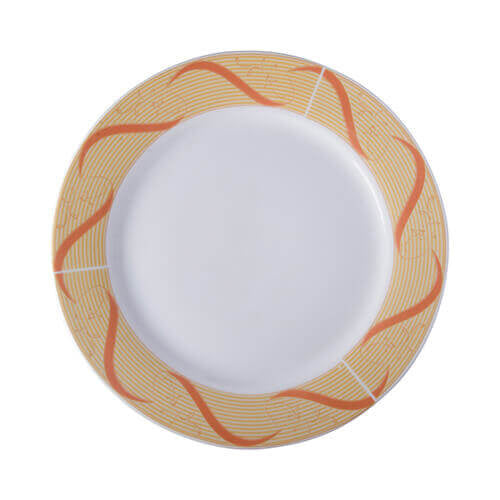 HPN SubliCraft Ceramic Plate 27 cm with Golden Ornament for Sublimation Printing