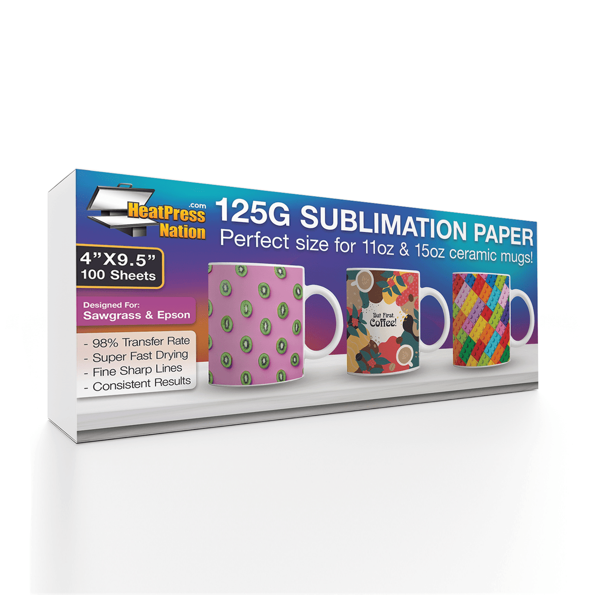 Heat Press Nation 125G Sublimation Paper - 100 Sheets - HeatPressNation
