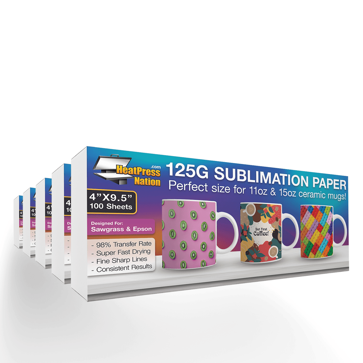 Heat Press Nation 125G Sublimation Paper - 500 Sheet Bulk Pack - HeatPressNation