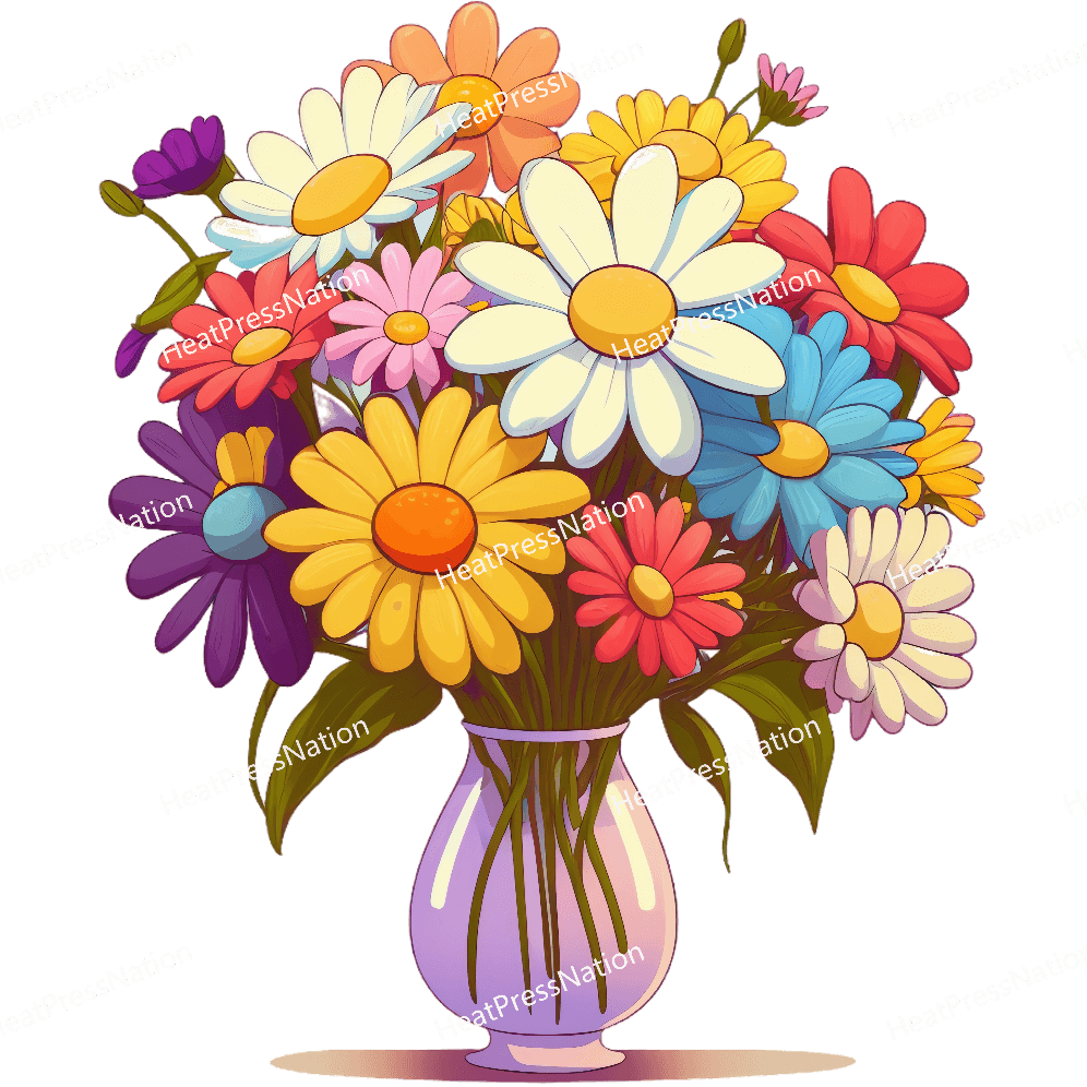 Cartoon Flower Vase Design - HeatPressNation