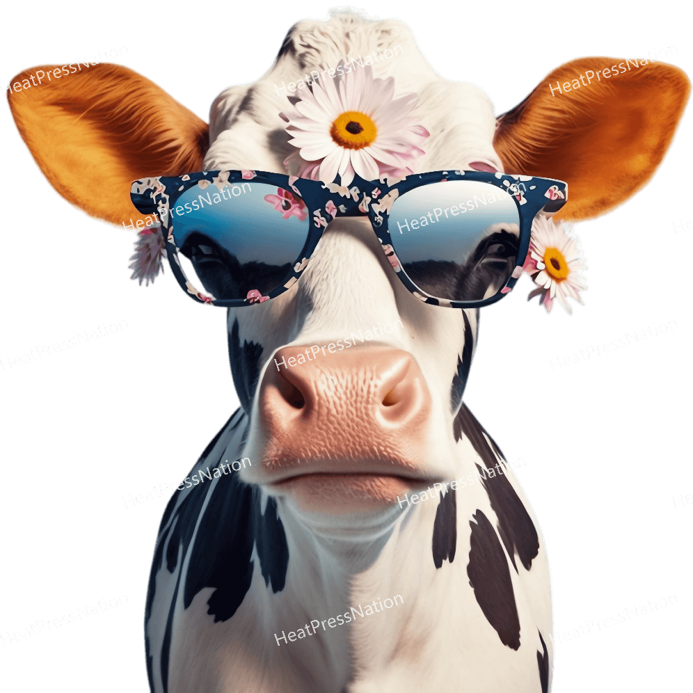 Cow with Glasses Design - HeatPressNation