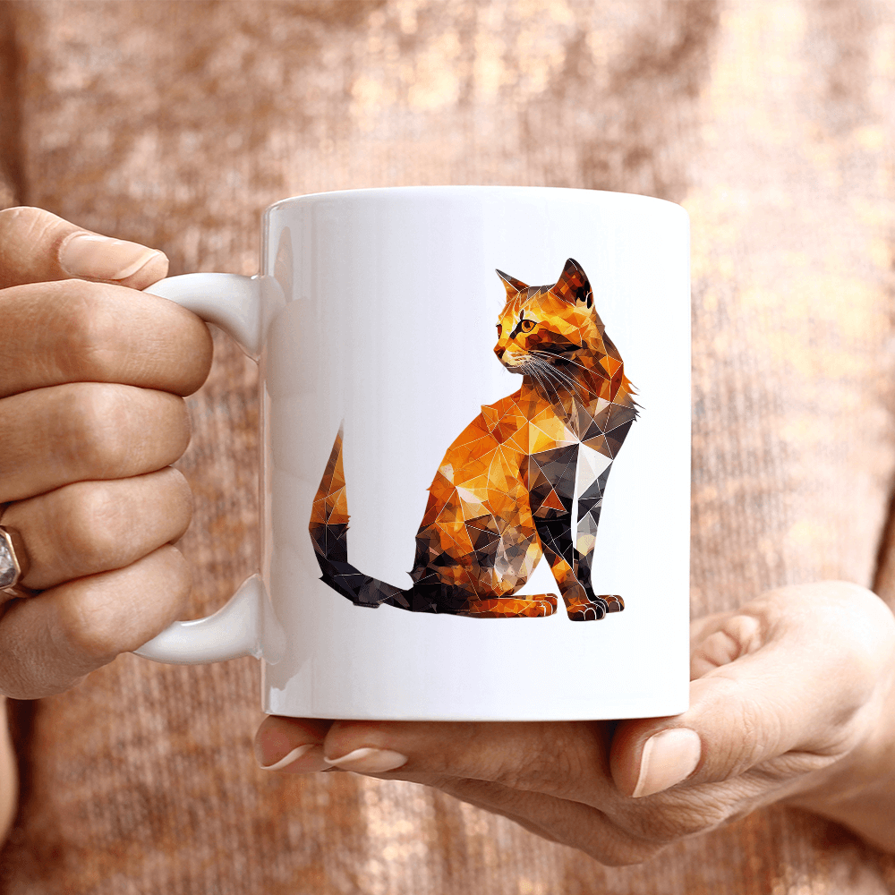 Geometric Orange Cat Design - HeatPressNation