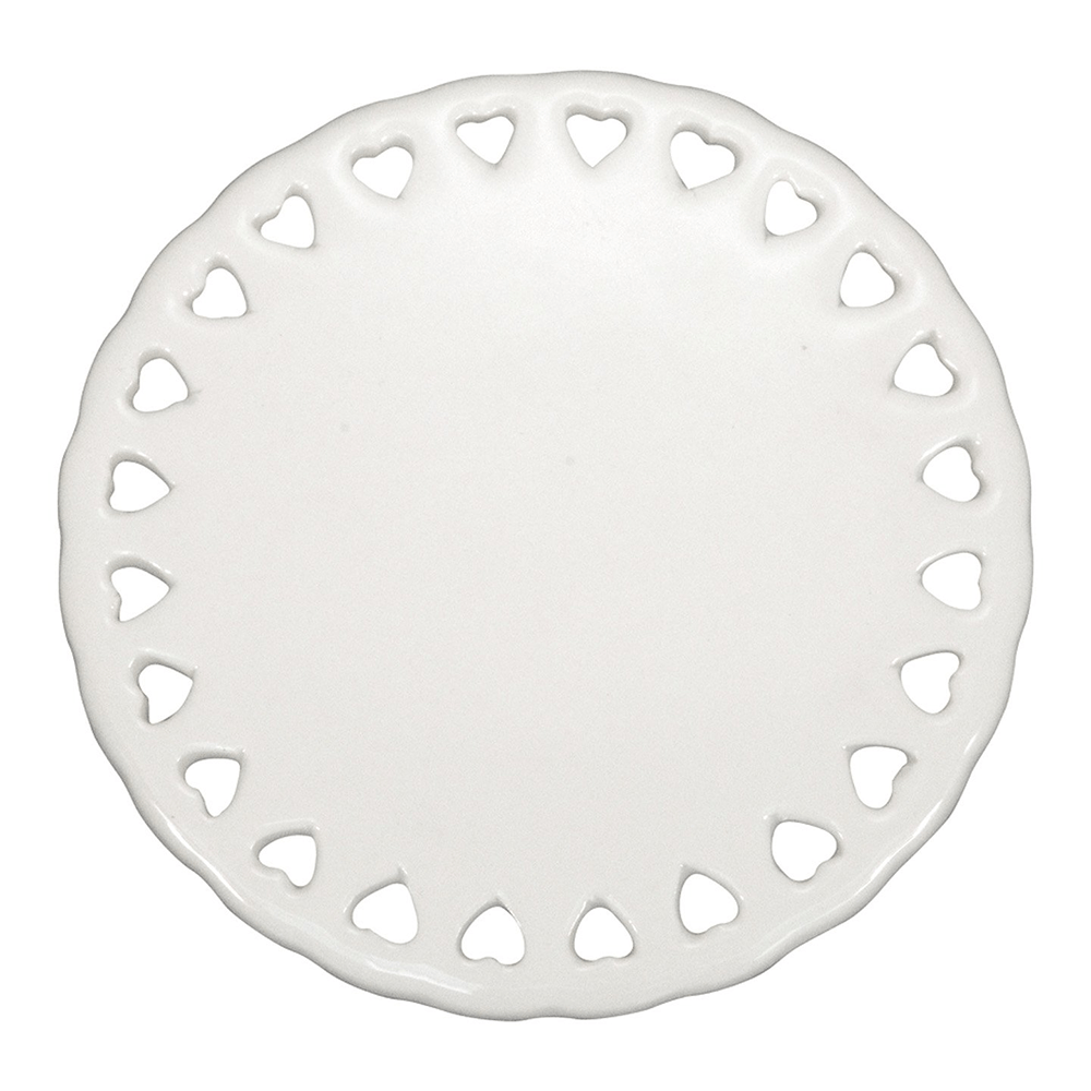 HPN SubliCraft 4" Round Doily Sublimation Ceramic Ornament with Heart Lace Trim - 100 per Case - HeatPressNation
