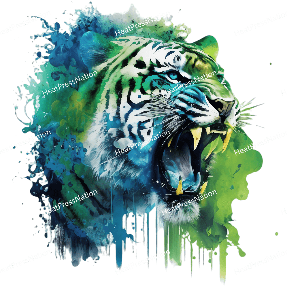 Neon Tiger Head Design - HeatPressNation