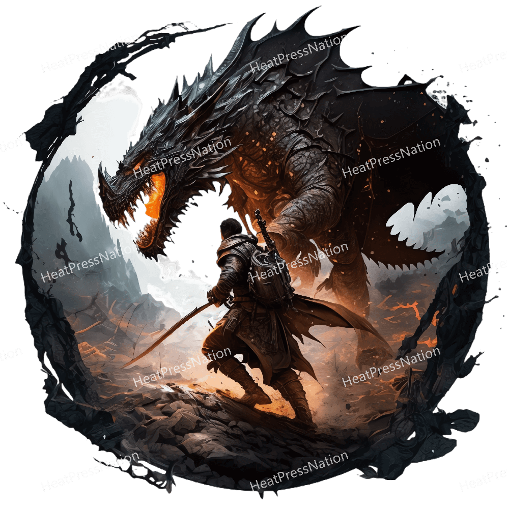 Sword Fighting Dragon Design - HeatPressNation