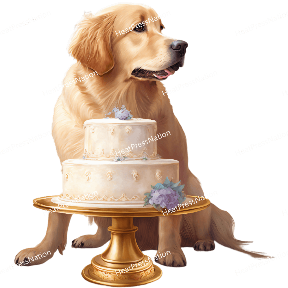 Dog with Cake Design - HeatPressNation