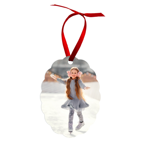 Unisub 4" x 3" Sublimation Aluminum Scalloped Oval Ornament - HeatPressNation