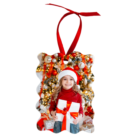 Unisub 4" x 2.83" Sublimation Aluminum Wavy Rectangle Ornament - HeatPressNation