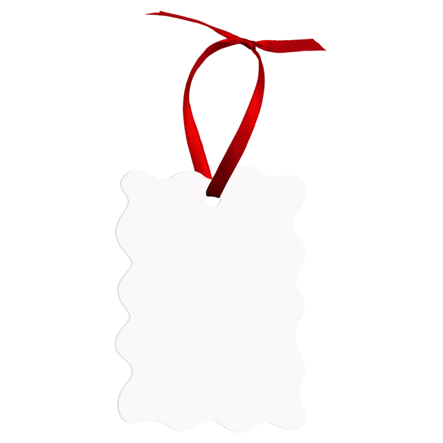 Unisub 4" x 2.83" Sublimation Aluminum Wavy Rectangle Ornament - HeatPressNation