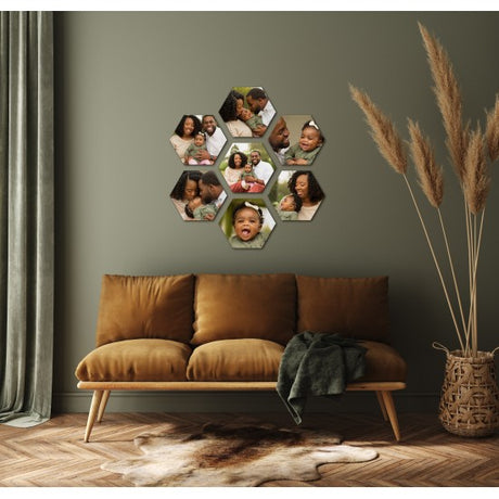 ChromaLuxe 8" x 9.2" Hexagon 1/4" Sublimation MDF Wall Tile w/ Mount - Gloss White/Black Back - HeatPressNation