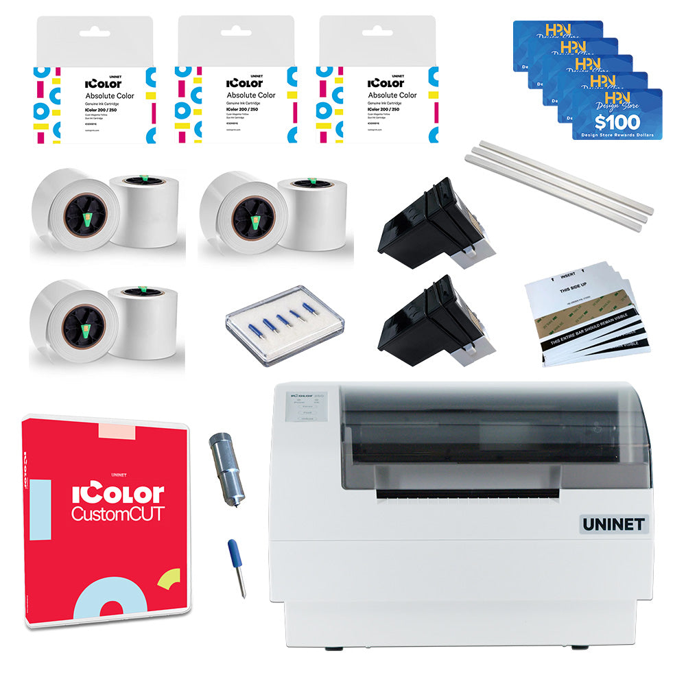 Uninet IColor 250 Print and Cut Label Printer Starter Bundle