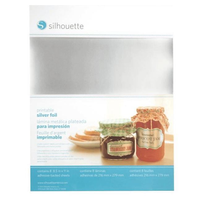 Silhouette Printable Adhesive Silver Foil (8.5 x 11", 8 Sheets) - HeatPressNation