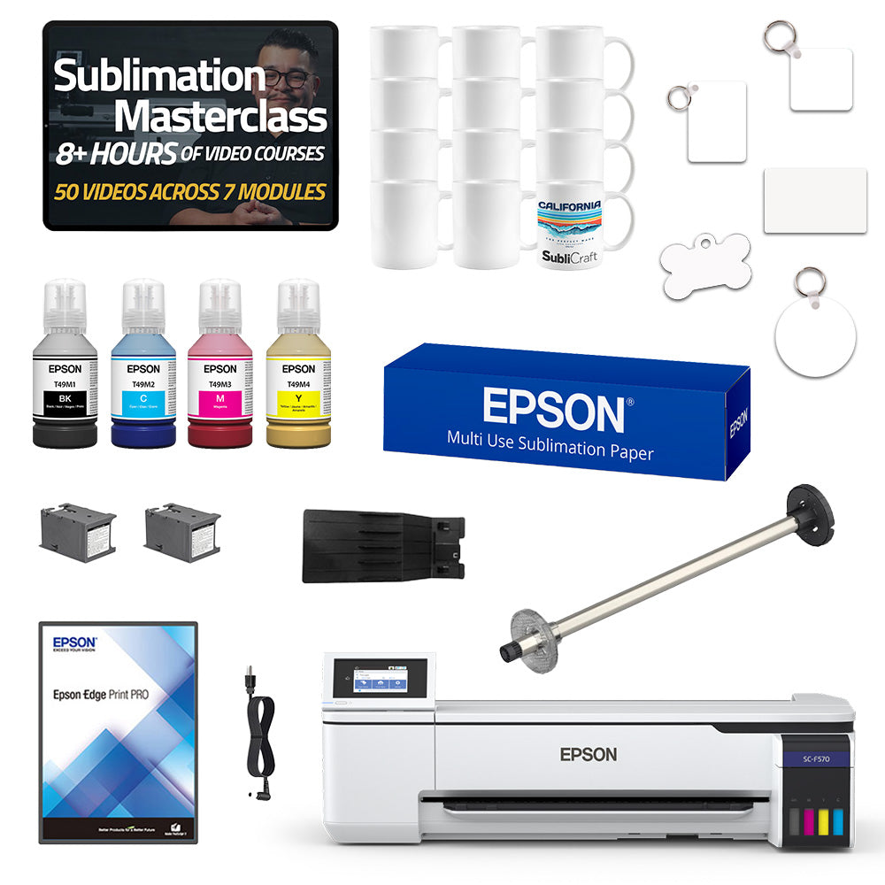 Epson SureColor F570 24" Desktop Dye-Sublimation Printer Basic Blanks Bundle