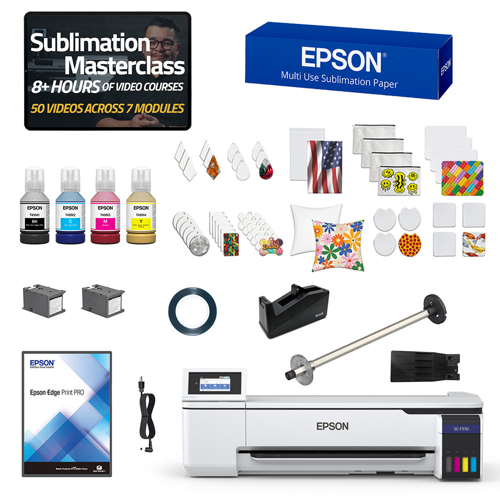 Epson SureColor F570 24" Desktop Dye-Sublimation Printer Flat Blanks Bundle