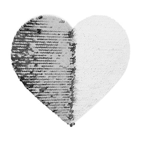 HPN SubliCraft Two-Color Sequin Heart 22 x 19.5 cm - Silver / White Background