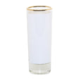 HPN SubliCraft 2 oz. Sublimation Glass Shooter with White Patch and Gold Rim - 144 per Case - HeatPressNation