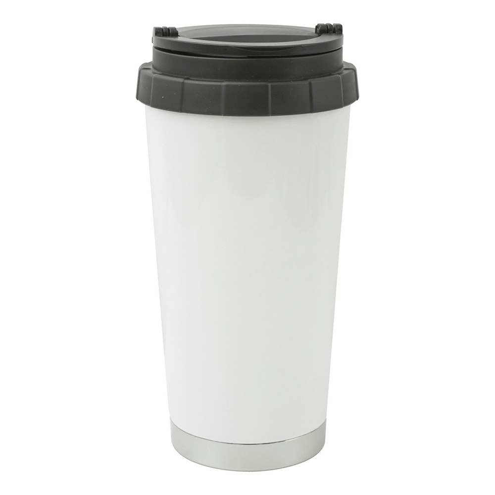 HPN SubliCraft 16 oz. White Stainless Steel Sublimation Thermal Travel Mug - 24 per Case - HeatPressNation