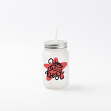 HPN SubliCraft 15 oz. Sublimation Frosted Glass Mason Jar with Straw - 12 per Case - HeatPressNation
