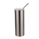 HPN SubliCraft 20 oz. Silver Sublimation Stainless Steel Skinny Tumbler with Straw - HeatPressNation