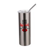 HPN SubliCraft 20 oz. Silver Sublimation Stainless Steel Skinny Tumbler with Straw - HeatPressNation