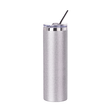 HPN SubliCraft 30 oz. Sublimation Stainless Steel Skinny Tumbler with Straw - Glitter Silver - HeatPressNation