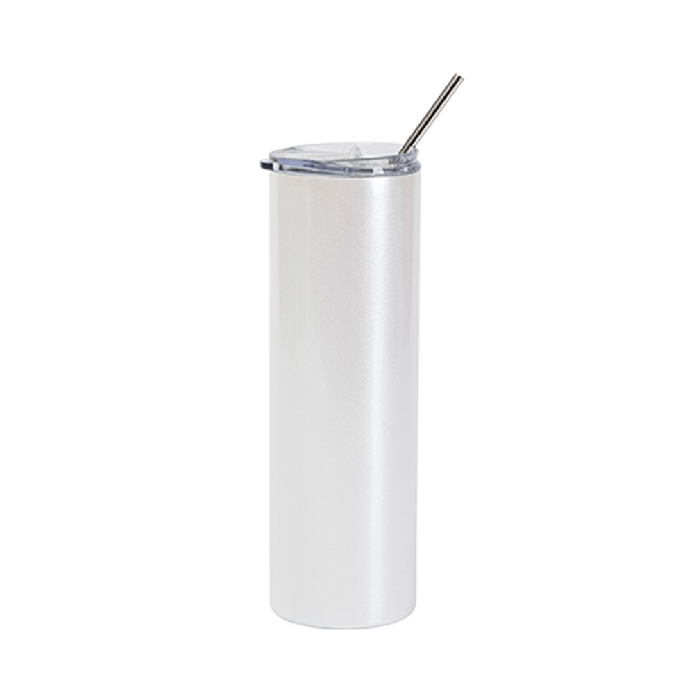 HPN SubliCraft 30 oz. Sublimation Stainless Steel Skinny Tumbler with Straw - Glitter White - HeatPressNation