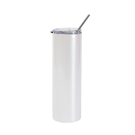 HPN SubliCraft 30 oz. Sublimation Stainless Steel Skinny Tumbler with Straw - Glitter White - HeatPressNation