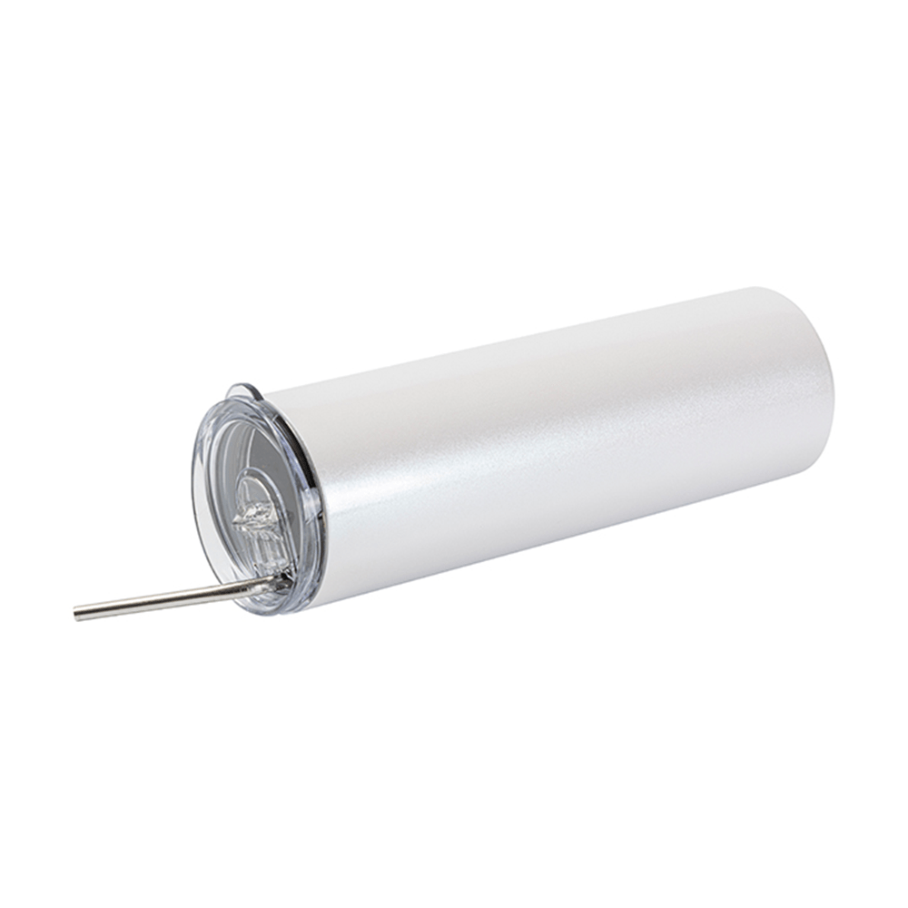 HPN SubliCraft 30 oz. Sublimation Stainless Steel Skinny Tumbler with Straw - Glitter White - HeatPressNation