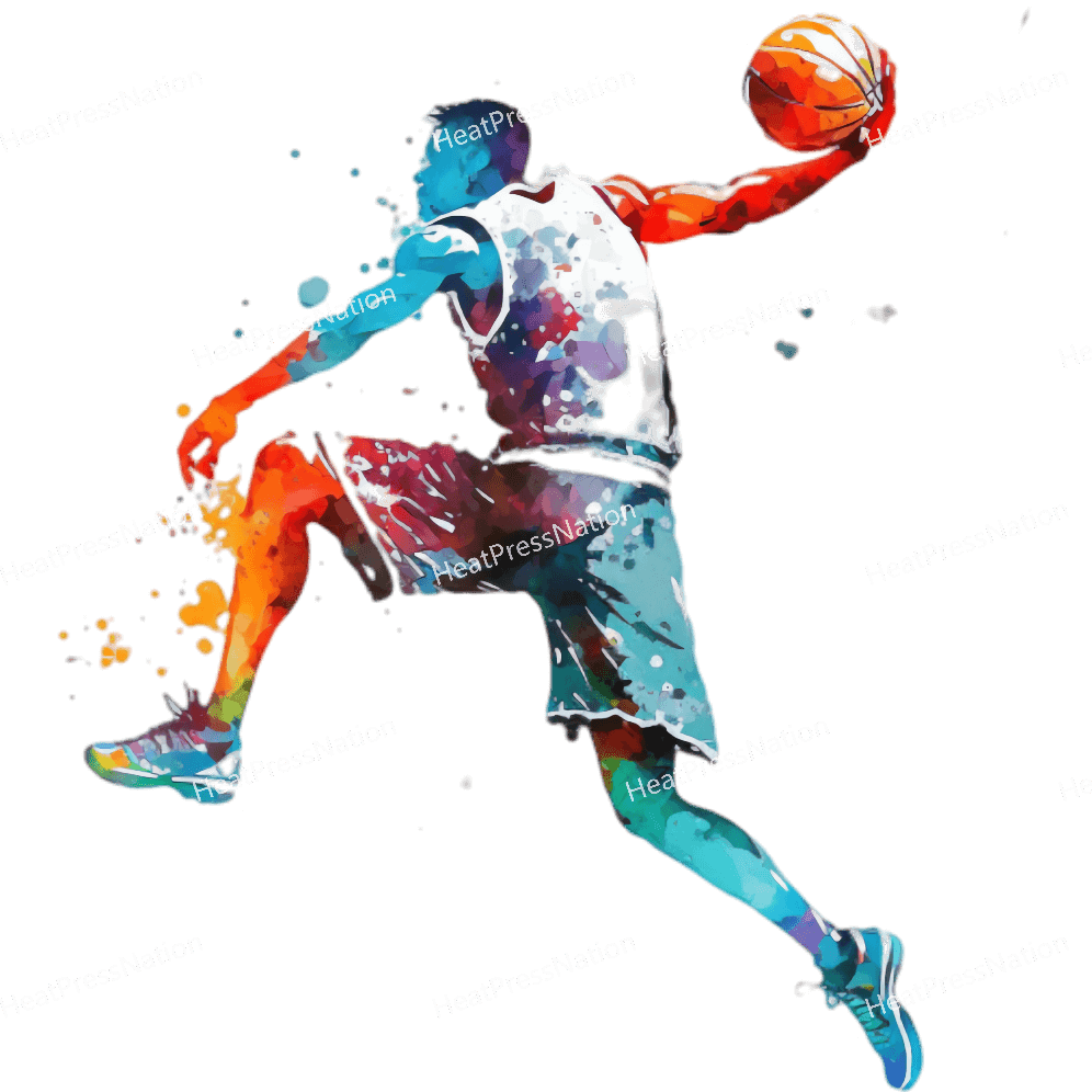 Splatter Basketball Jumping Design - HeatPressNation