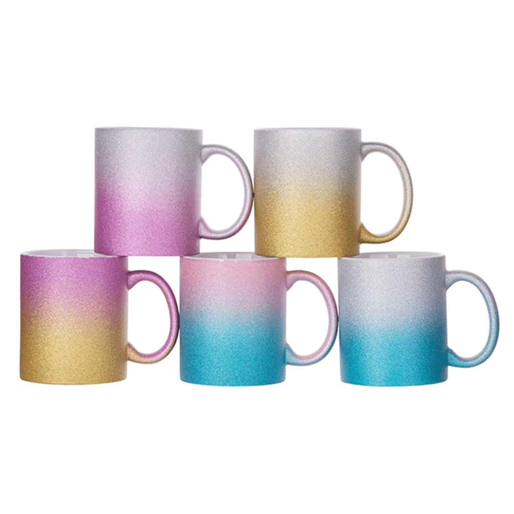 HPN SubliCraft 11 oz. Glitter Gradient Sublimation Ceramic Mug - 12 per case - HeatPressNation